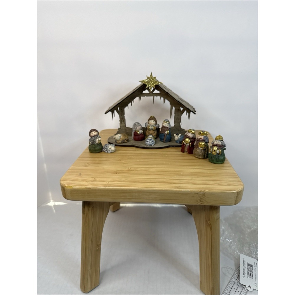 Nativity Mini Scene‎ Transpac Resin  Wood Set Of 12 Baby Jesus Religious Mary